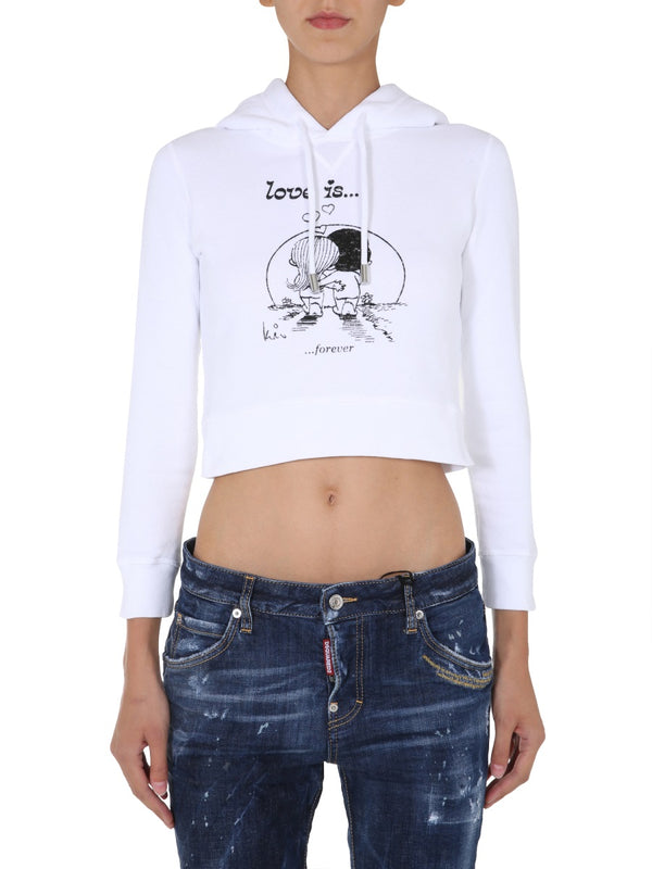 Cropped Sweatshirt White Cotton Sweatshirts