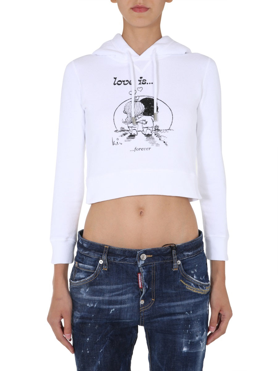 Cropped Sweatshirt White Cotton Sweatshirts