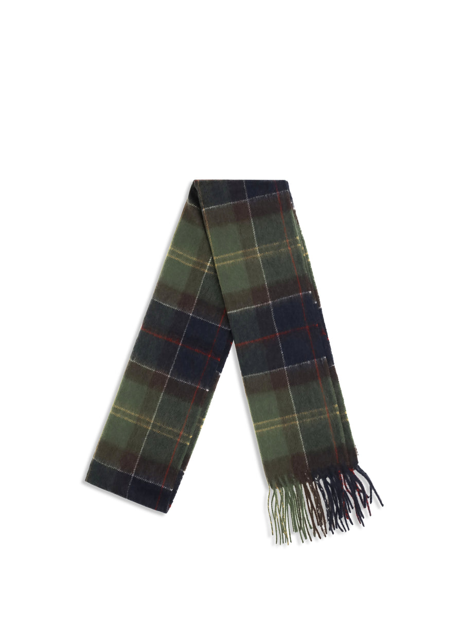 Tartan Merino Wool Fringed Scarf Multicolour