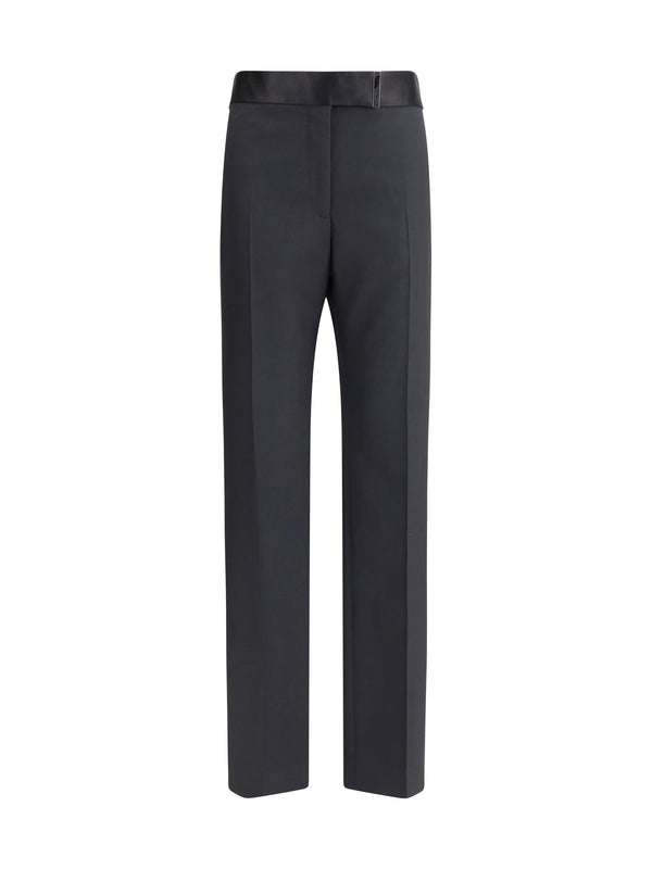 Wool And Silk Pants Black Trousers
