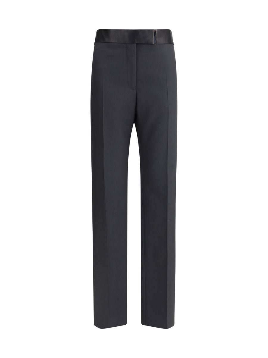 Wool And Silk Pants Black Trousers