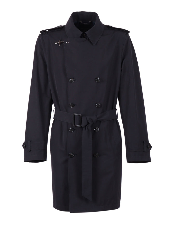 REGULAR FIT TRENCH COAT Blue Polyester Cotton Trench-raincoat