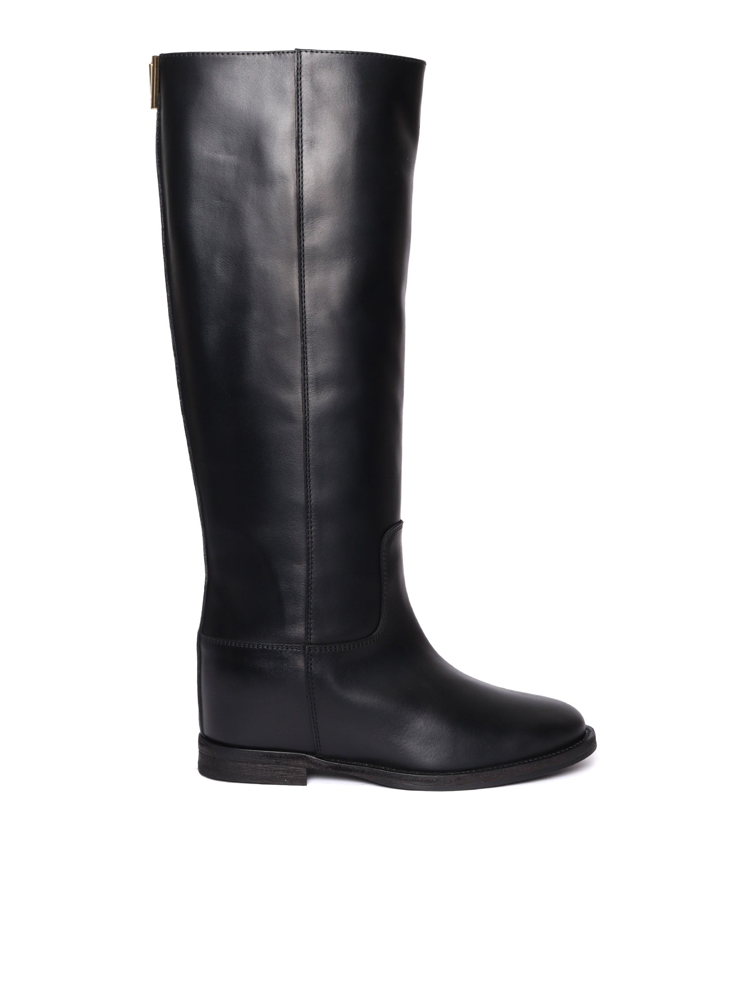 V Boots Black Leather Sole Rubber