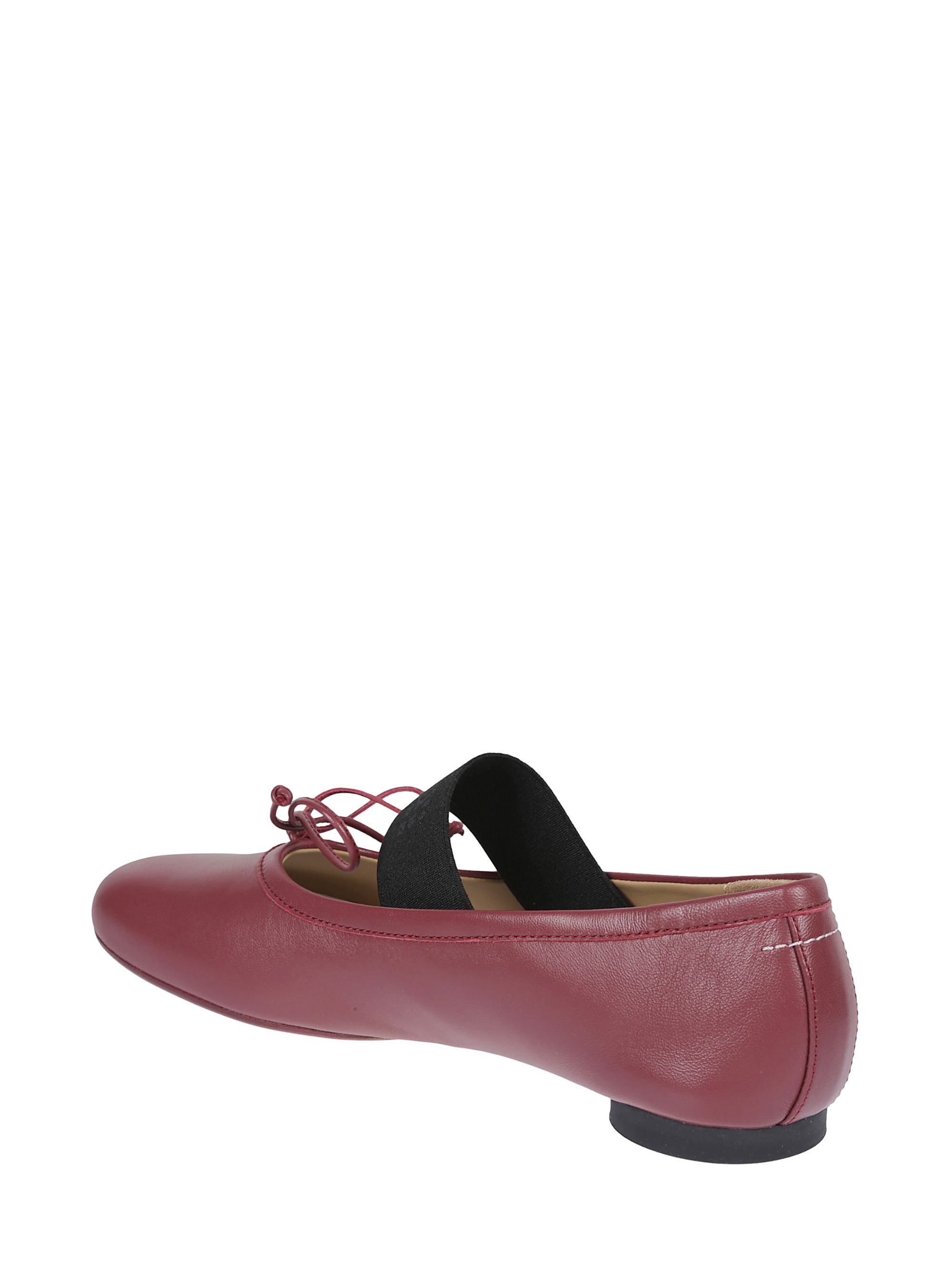 Mm6 Maison Margiela Flat Shoes Rosso Ovine Leather