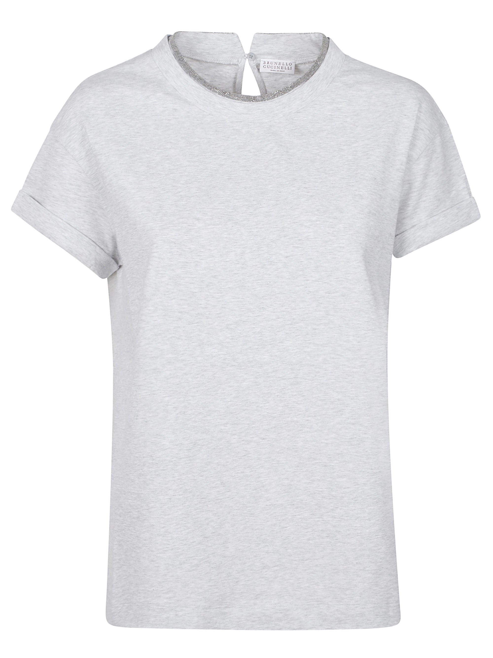 Brunello Cucinelli T-Shirts And Polos Silver Cotton Elastane