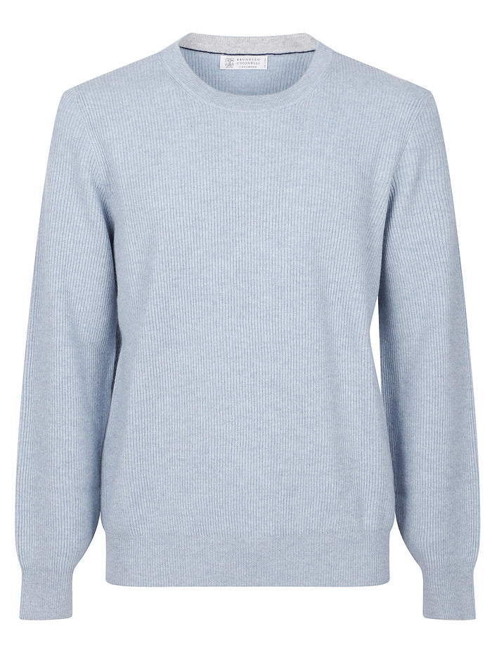 Brunello Cucinelli Sweaters Clear Blue Cashmere