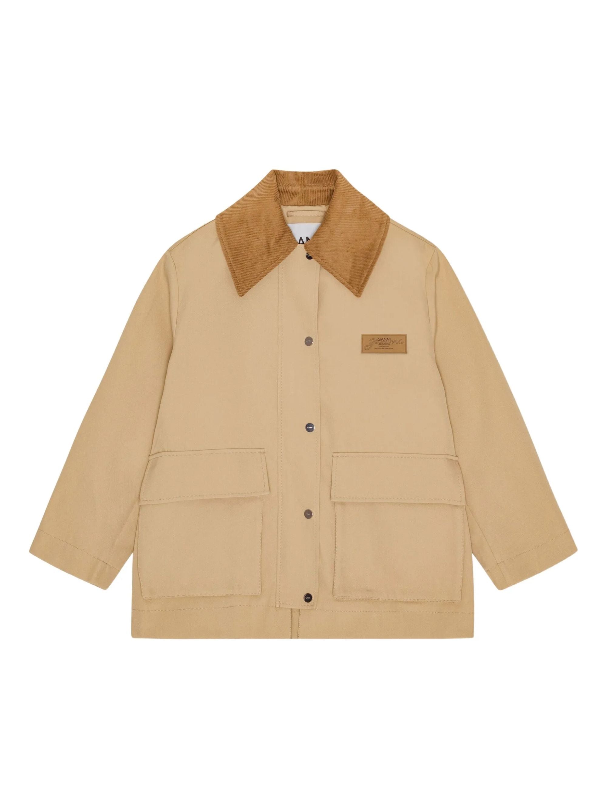 Ganni Coats Kaki Recycled Polyester