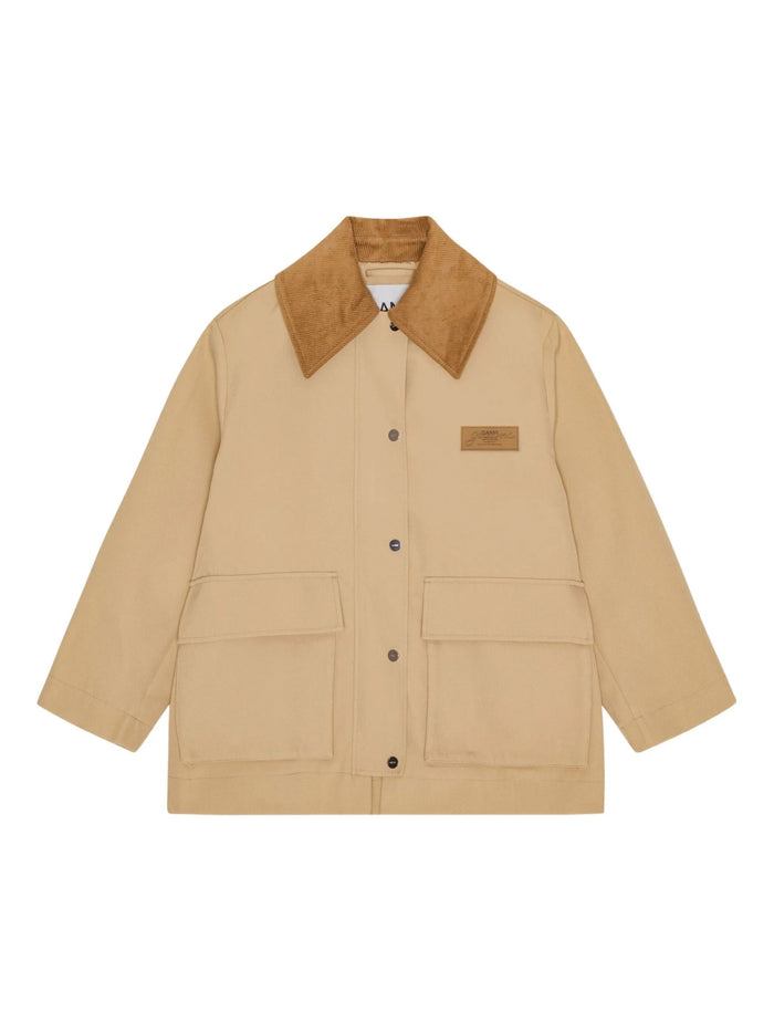 Ganni Coats Kaki Recycled Polyester