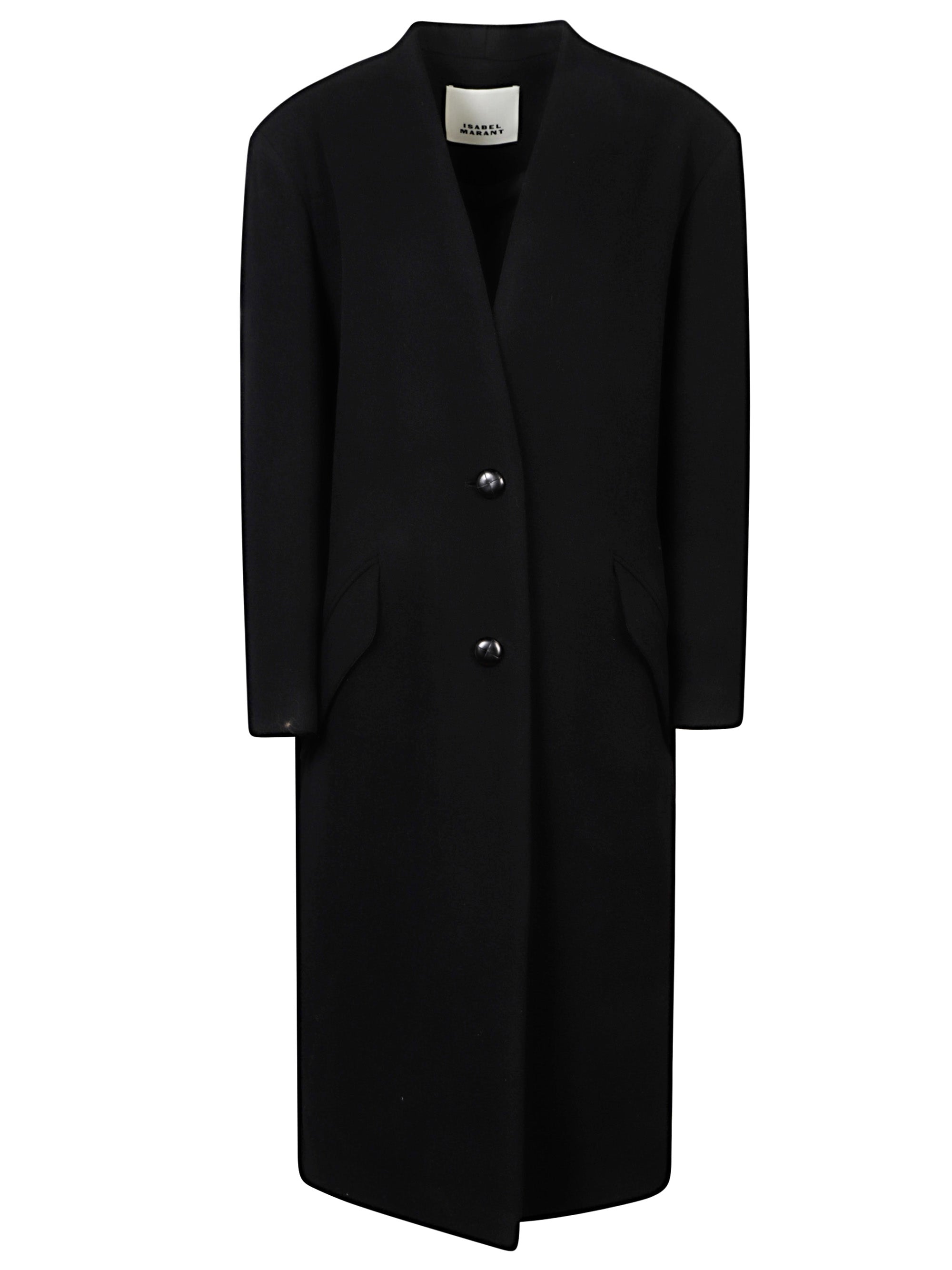 MARANT Coats Black Wool Polyamide