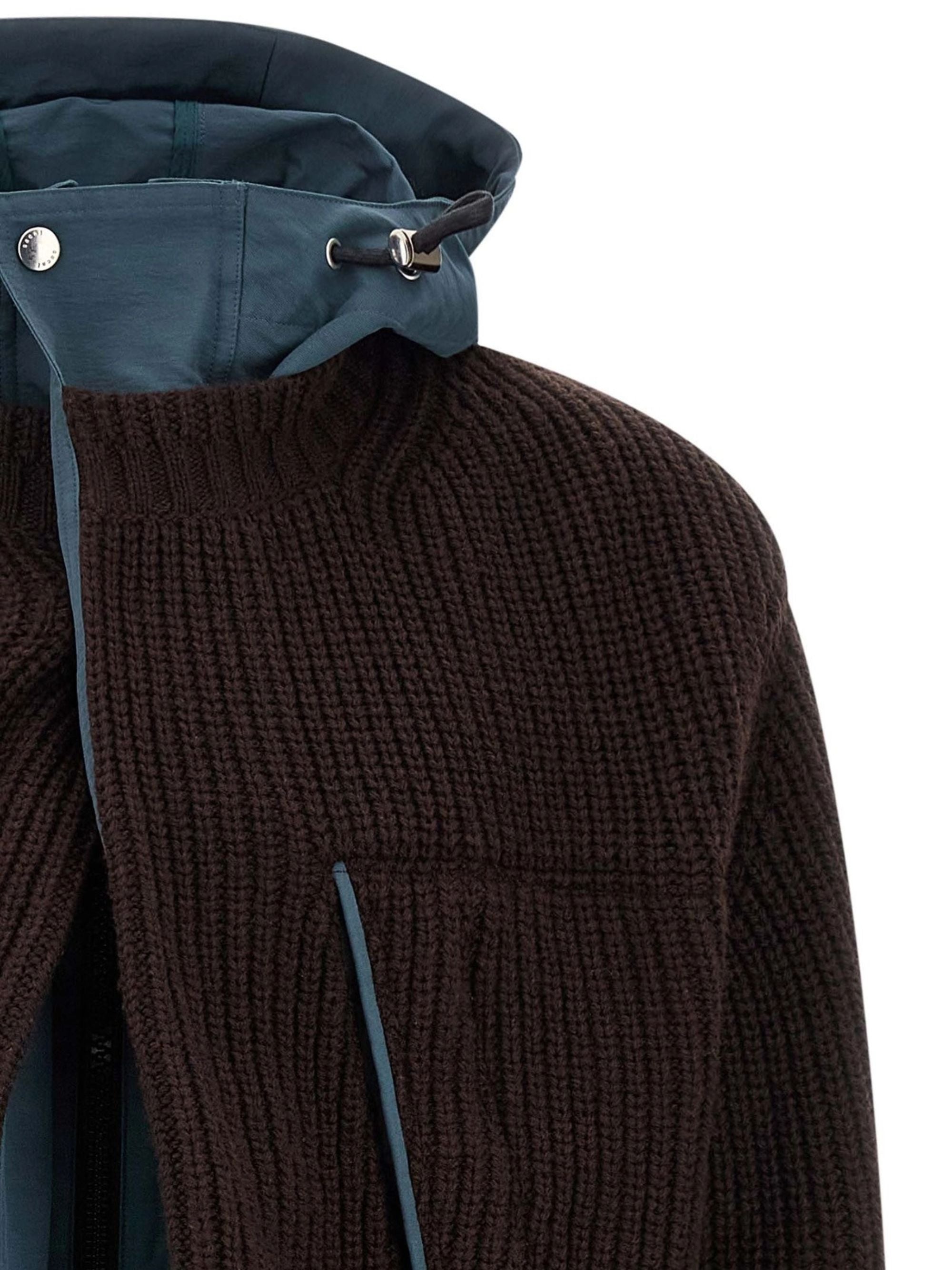 Sacai Coats Brown Wool Nylon