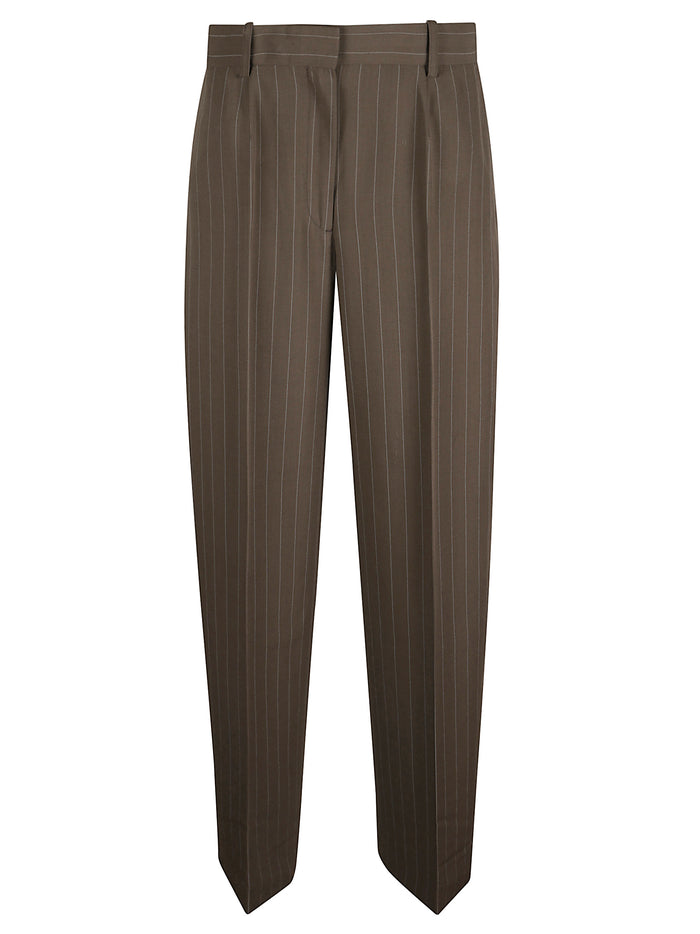 Toteme Trousers Brown Viscose Wool Rws Polyester