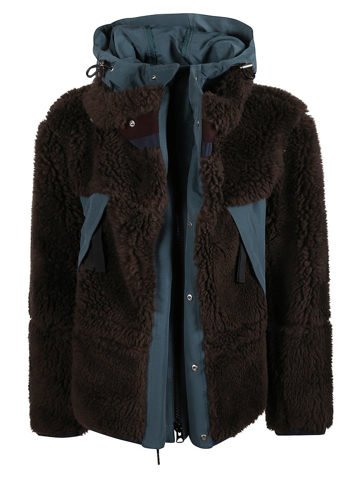 Sacai Coats Brown Wool