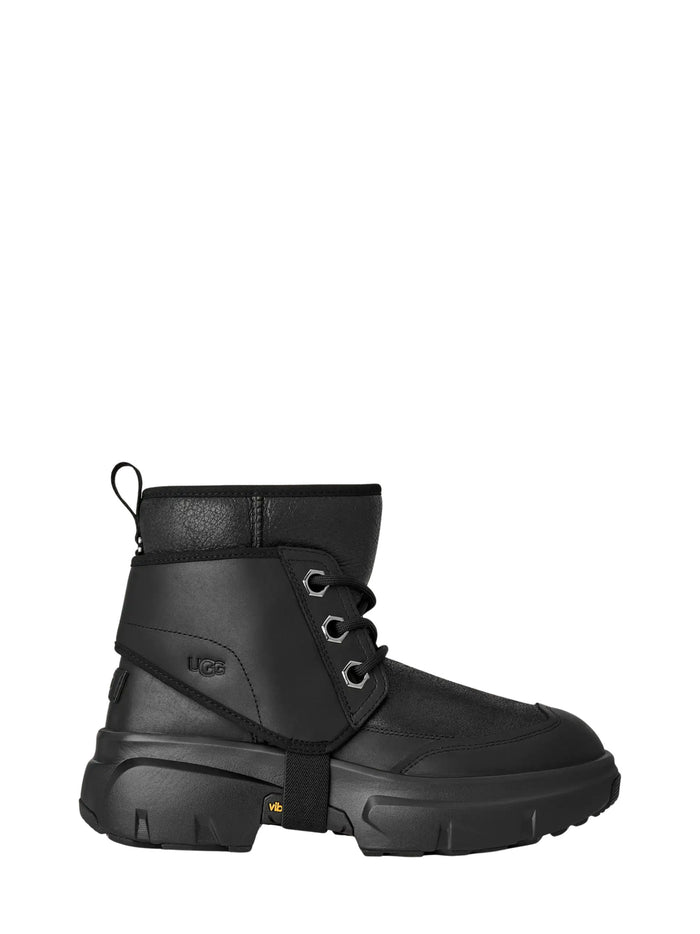 UGG Boots Black Leather Twinface Textile
