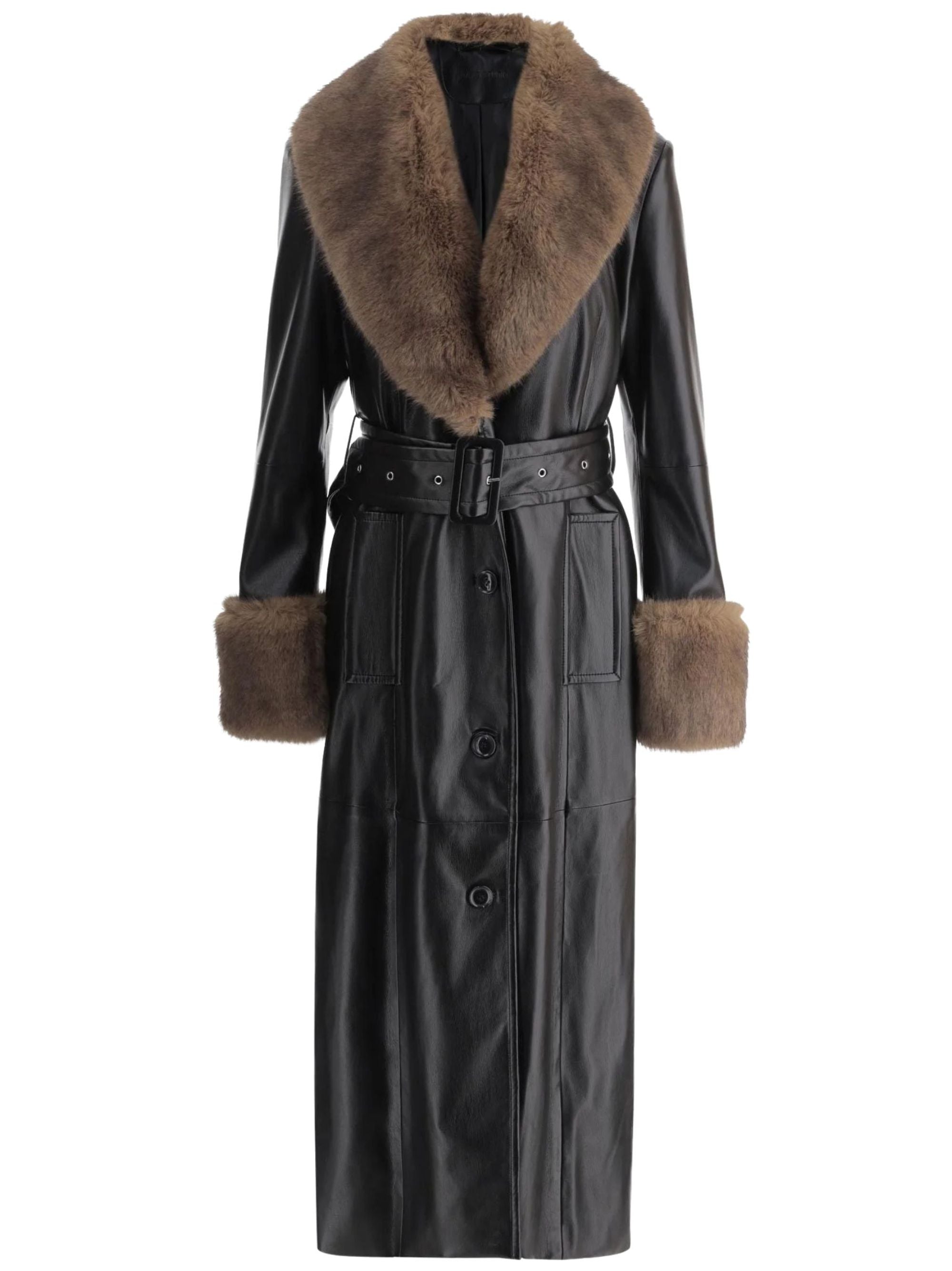 Stand Studio Coats Black Polyurethane Polyester