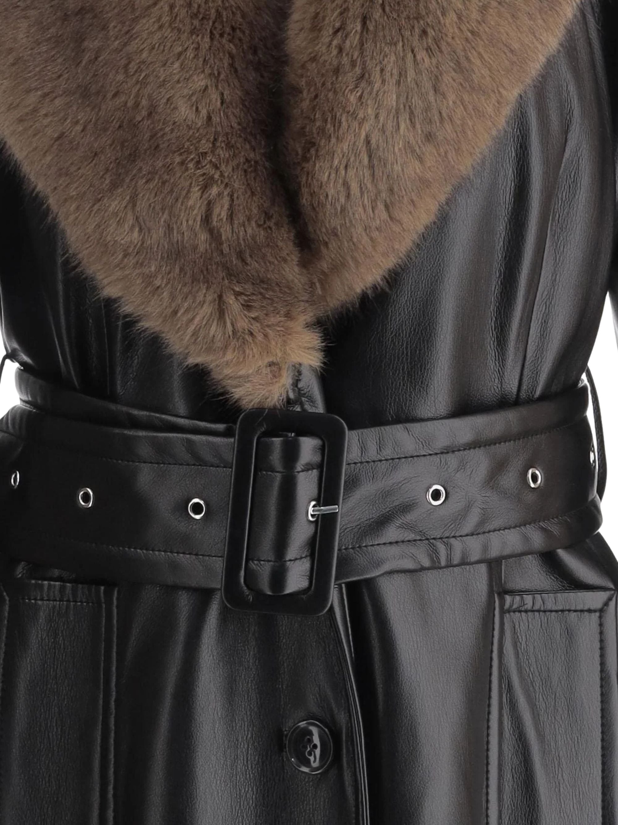 Stand Studio Coats Black Polyurethane Polyester