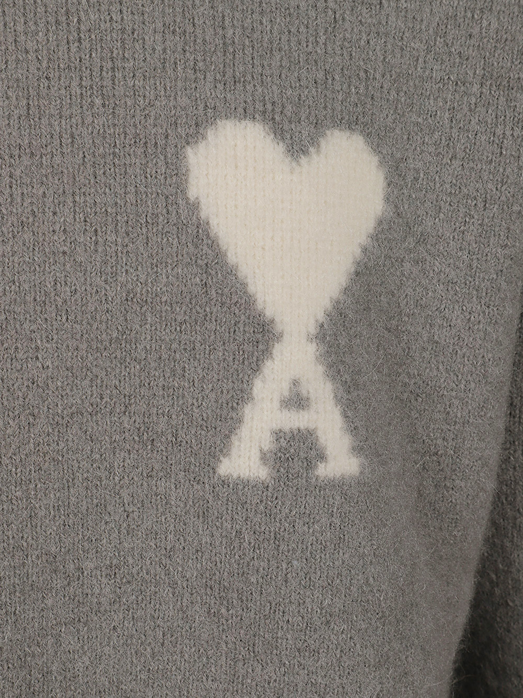 Ami Paris Sweaters Grey Alpaca Wool Polyamide Elastan