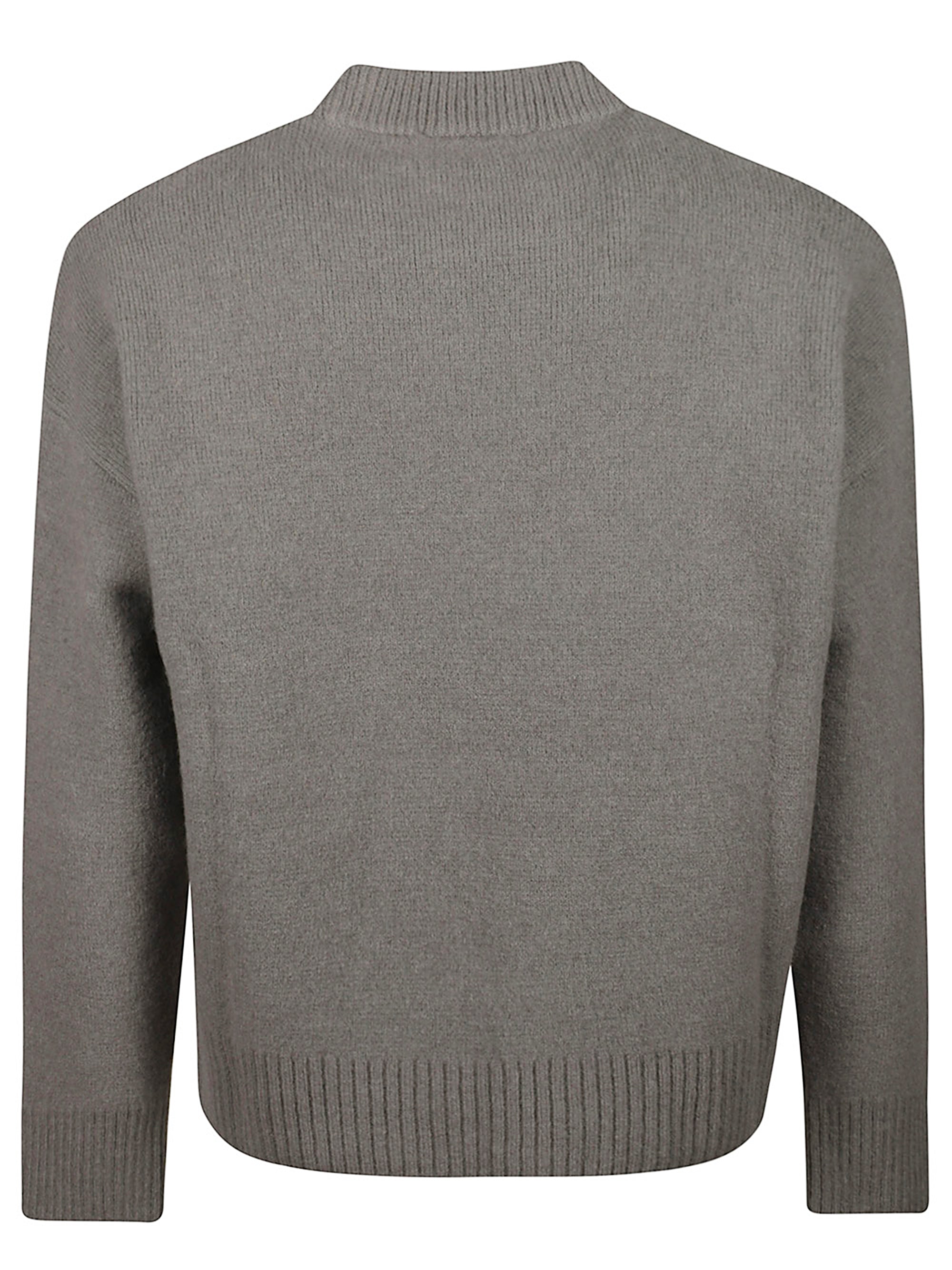Ami Paris Sweaters Grey Alpaca Wool Polyamide Elastan