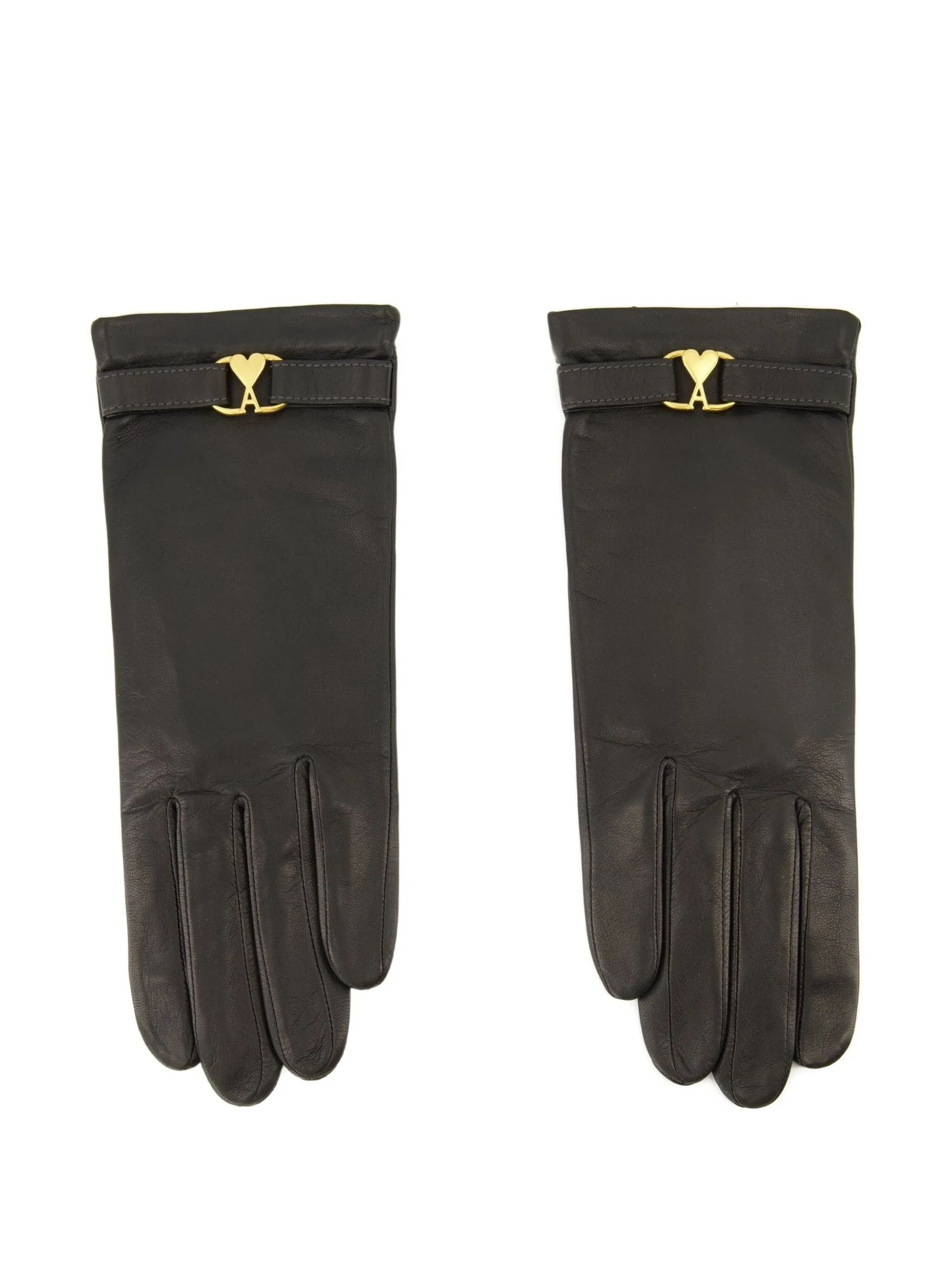 Ami Paris Gloves Grey Lamb Leather
