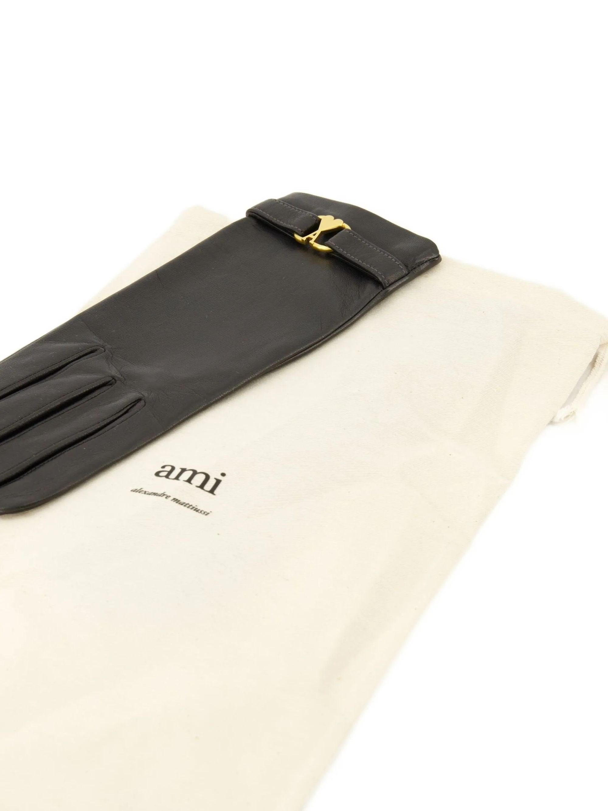 Ami Paris Gloves Grey Lamb Leather