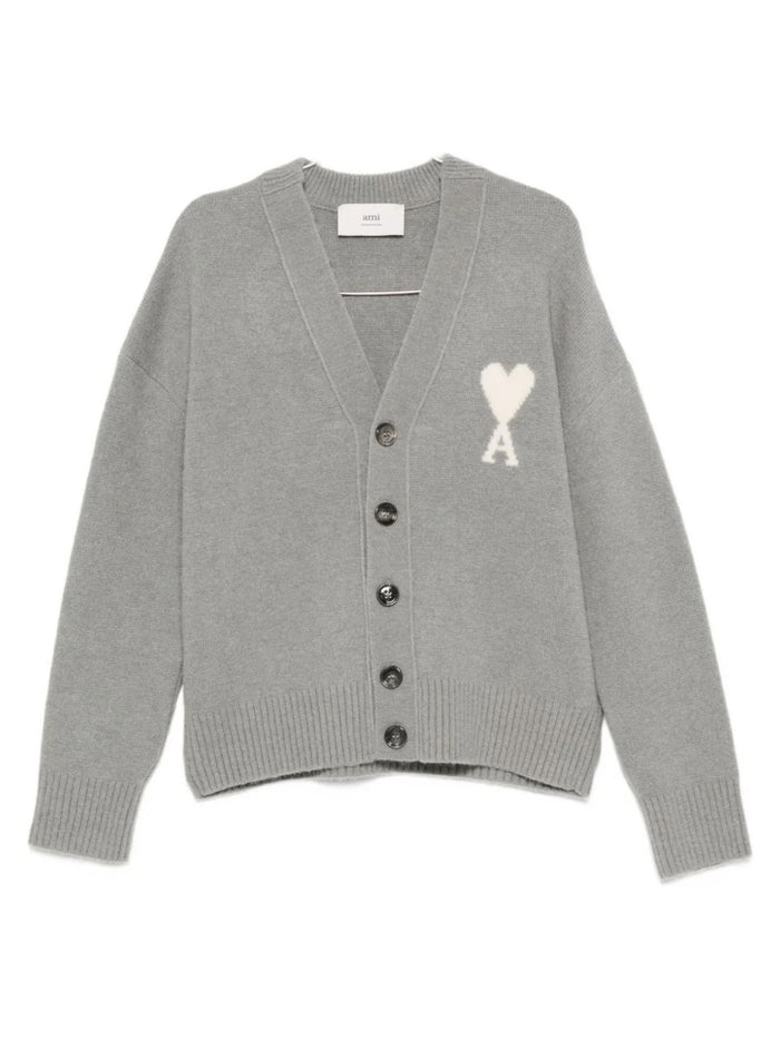Ami Paris Sweaters Grey Alpaca Wool Polyamide Elastan