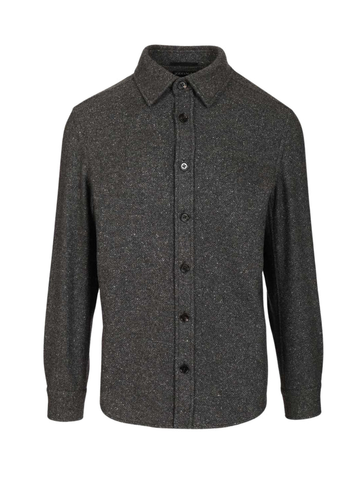 ZEGNA Shirts Grey Cashmere Silk