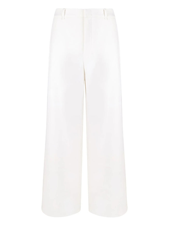 S Max Mara Trousers White Cotton Polyester