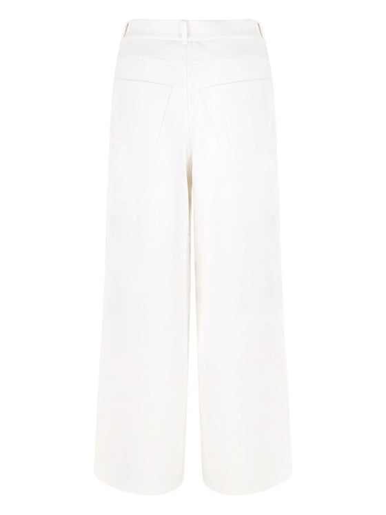 S Max Mara Trousers White Cotton Polyester