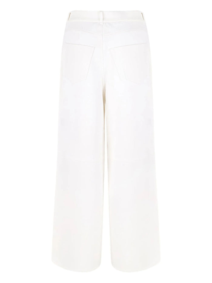 S Max Mara Trousers White Cotton Polyester