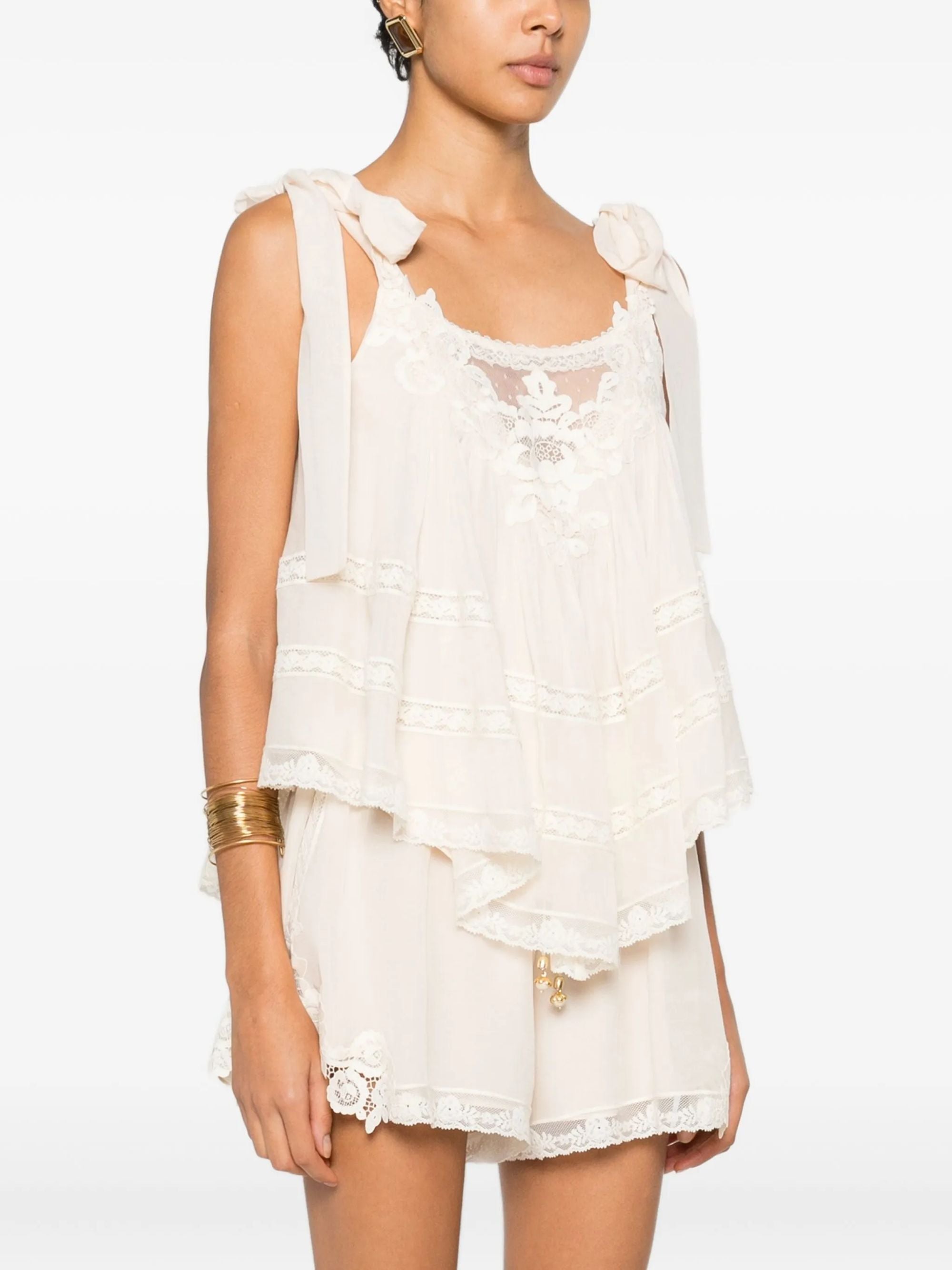 Zimmermann Top Beige Cotton Silk