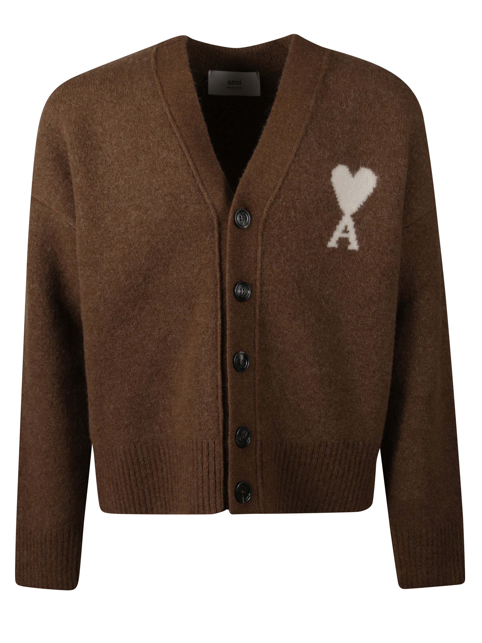 Ami Paris Sweaters Brown Alpaca Wool Polyamide Elastan