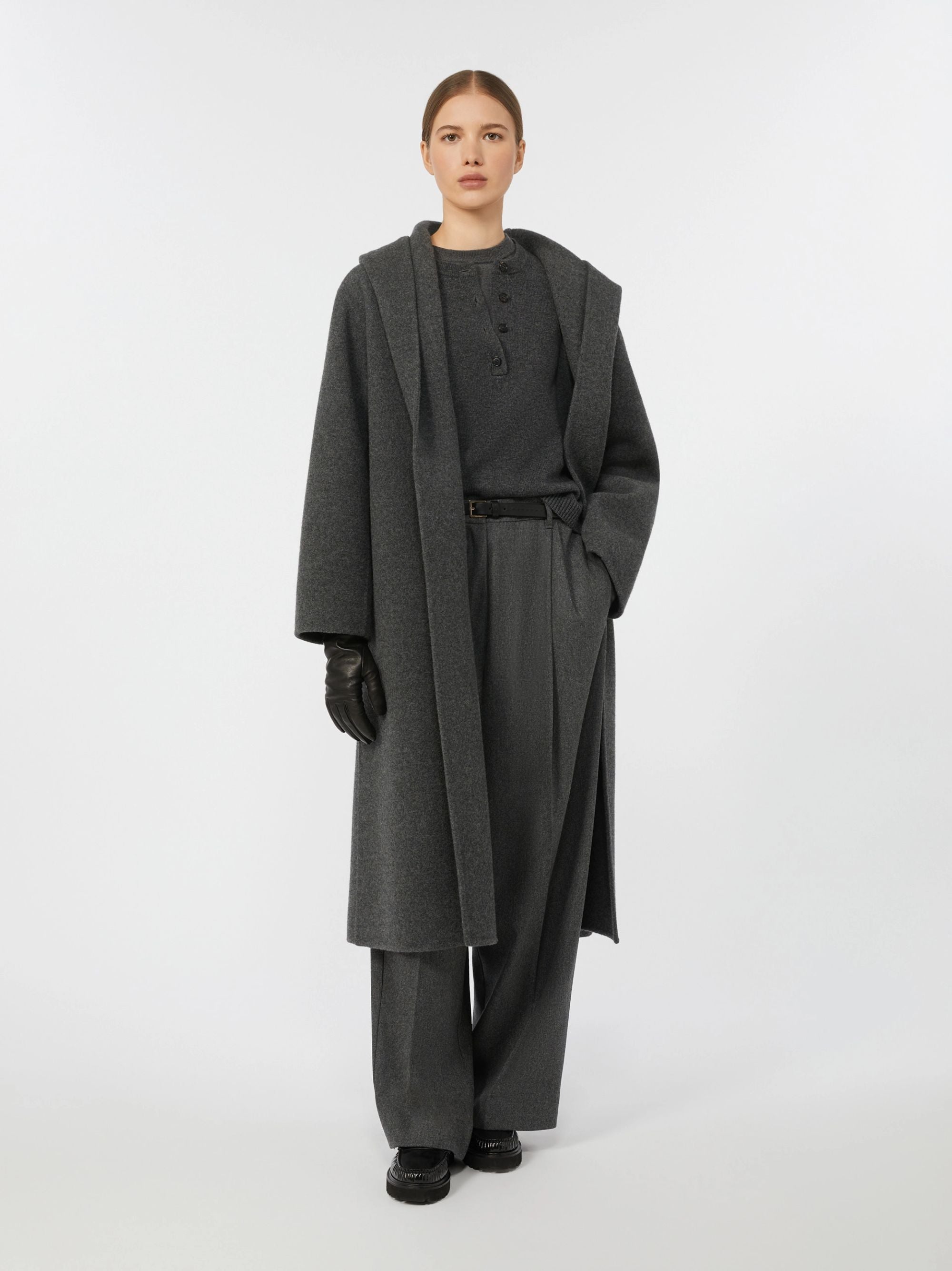 S Max Mara Coats Grey Virgin Wool Cashmere