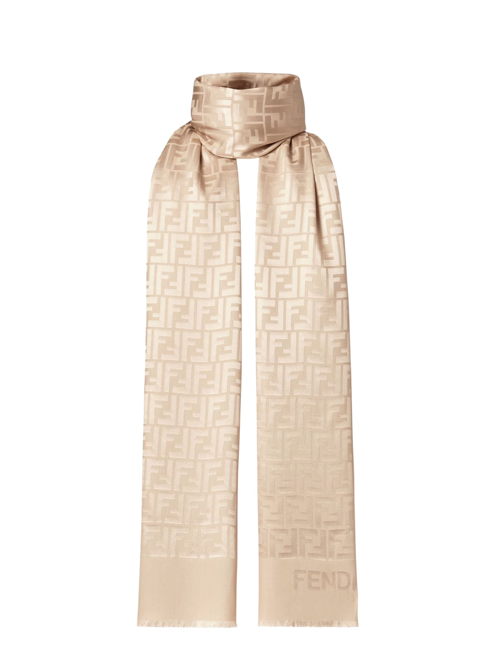 Fendi Scarfs Beige Silk