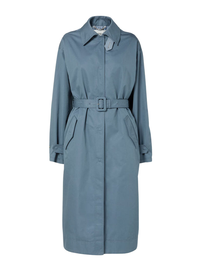 Fendi Coats Avion Blue Cotton Polyamide