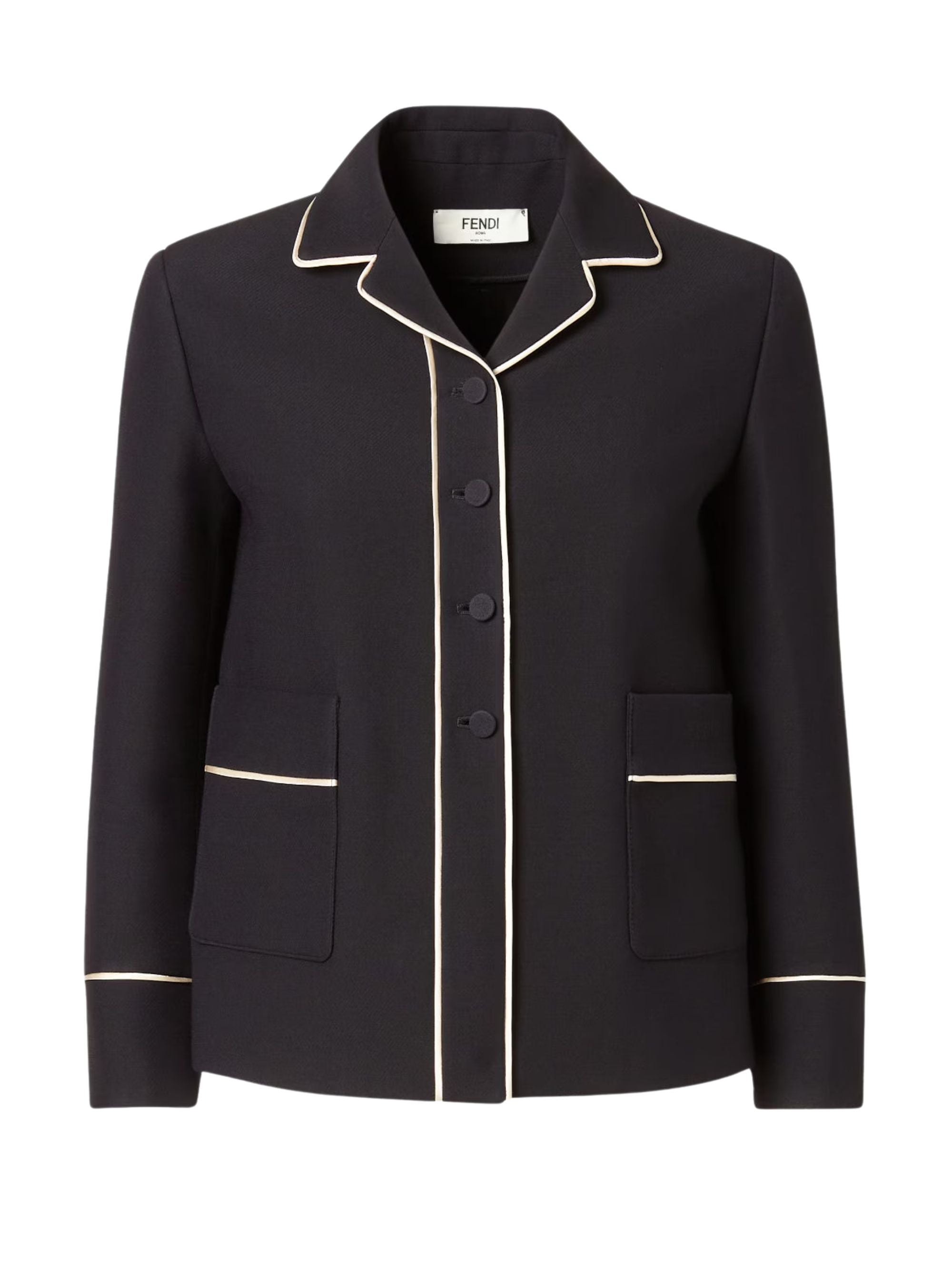 Fendi Jackets Black Wool Silk