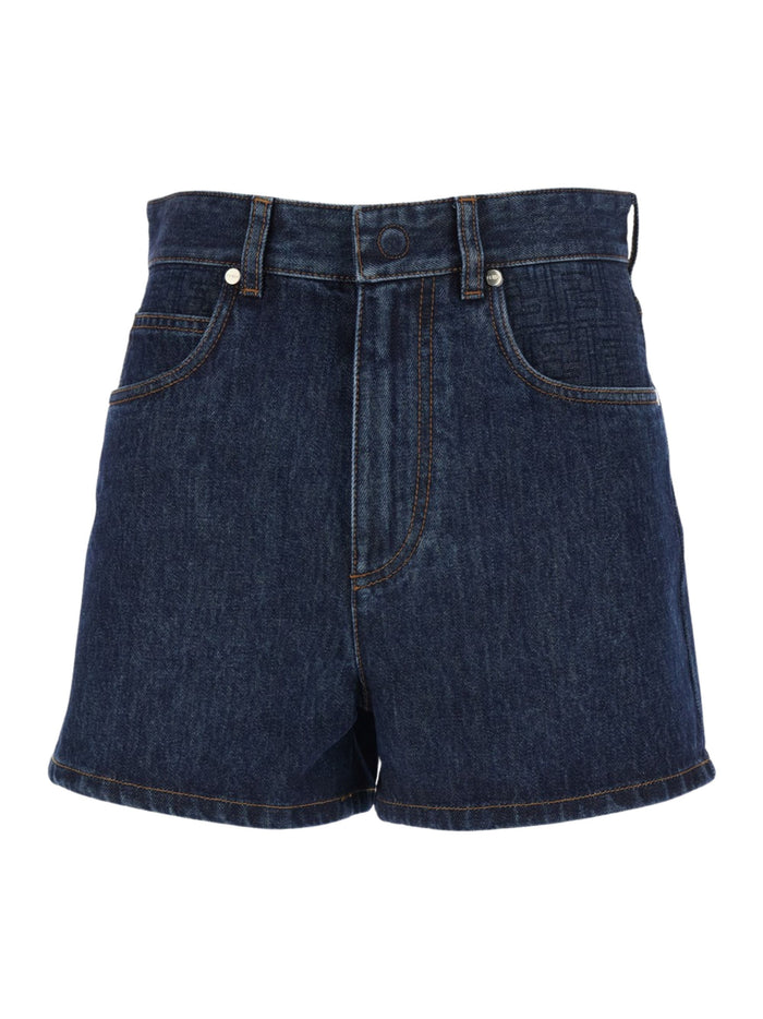Fendi Shorts Blue Cotton Elastane