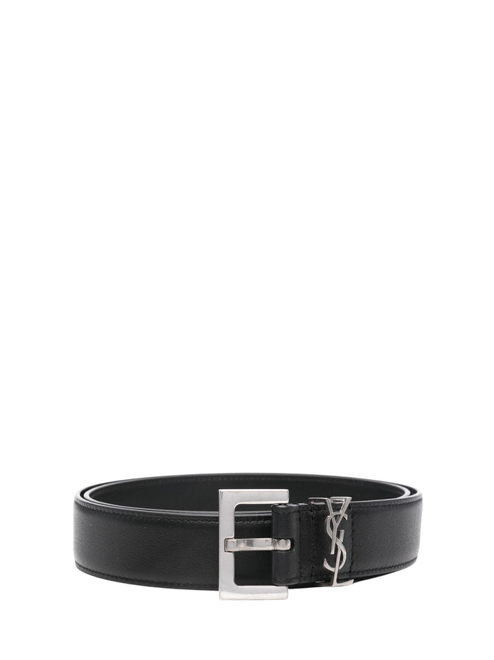 Saint Laurent Belts Black Calf Leather