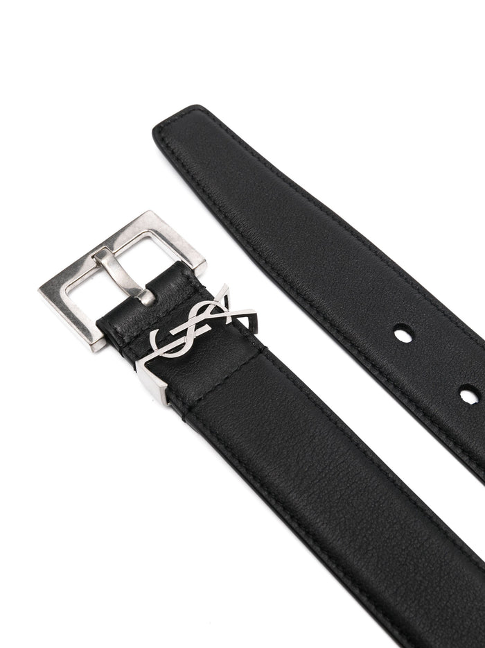 Saint Laurent Belts Black Calf Leather
