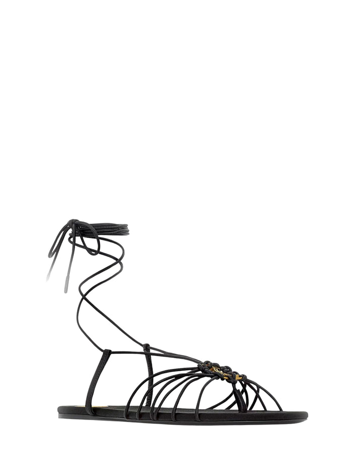 Saint Laurent Sandals Black Viscose Silk