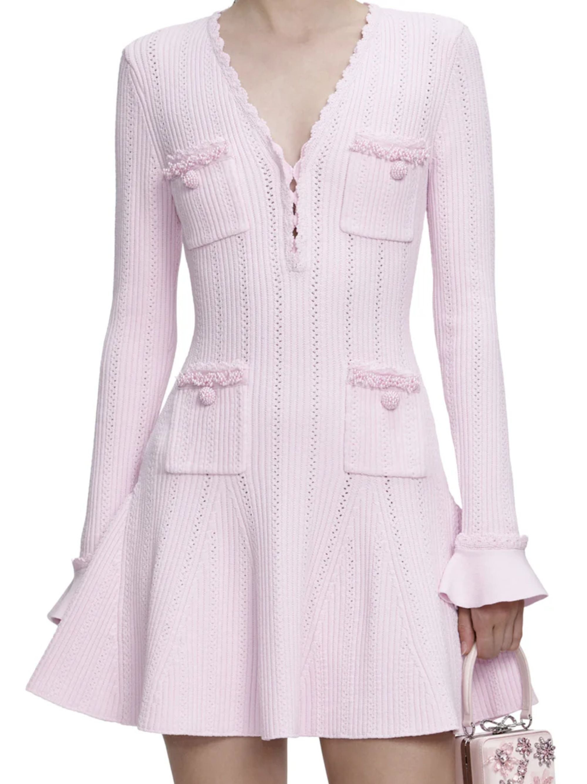Self Portrait Dresses Pink Viscose Polyamide Elastane