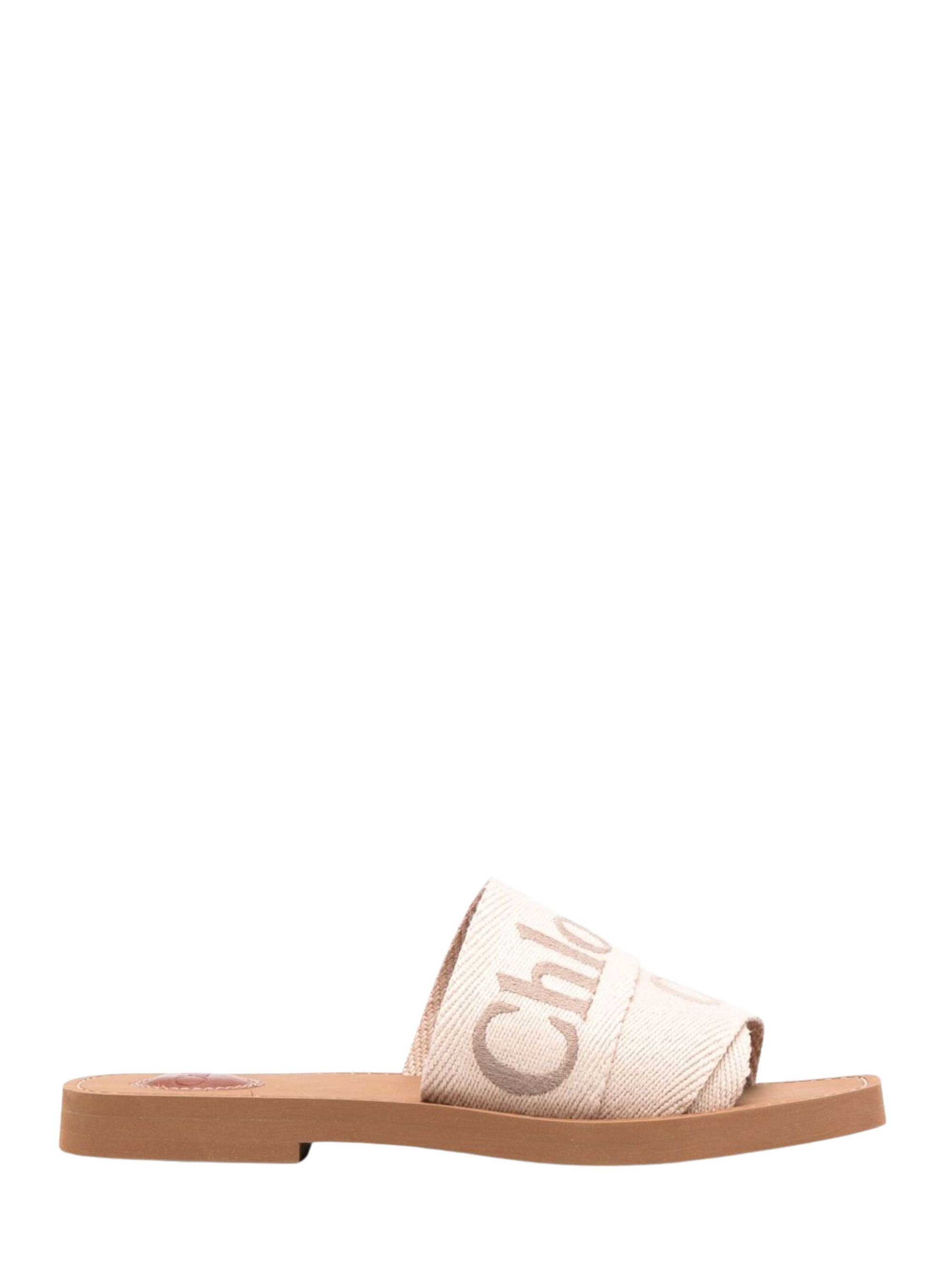 Chloè Sandals Beige Linen Polyester