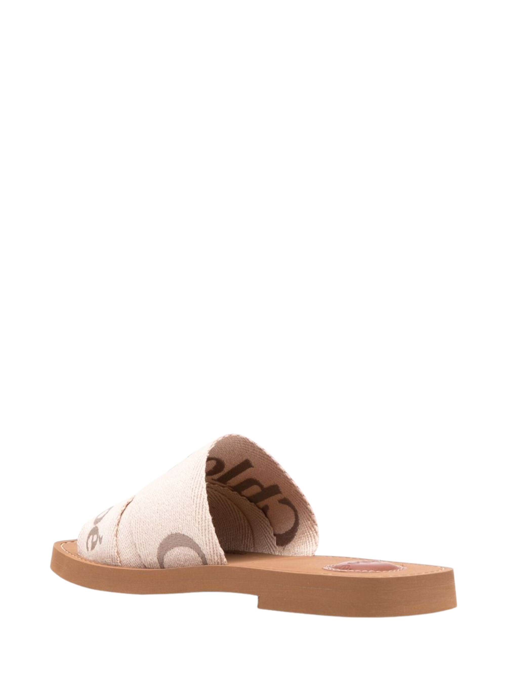 Chloè Sandals Beige Linen Polyester