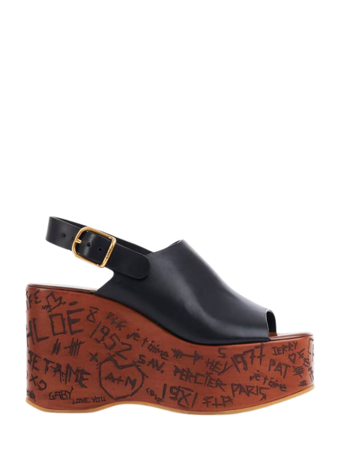 Chloè Sandals Black Calf Leather