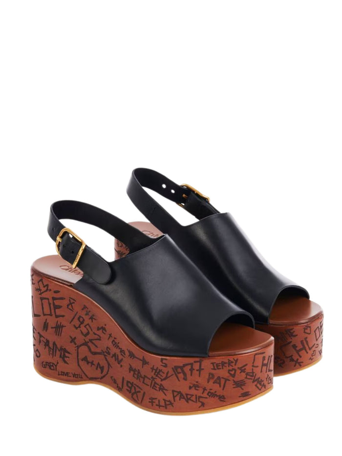 Chloè Sandals Black Calf Leather