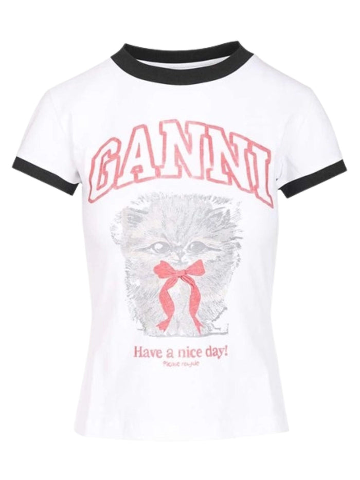 Ganni T-Shirts And Polos White Organic Cotton