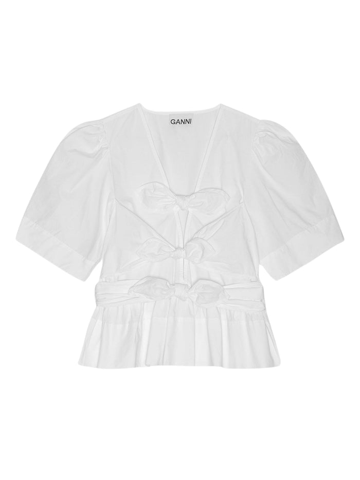 GANNI Shirts White Organic Cotton Elastane