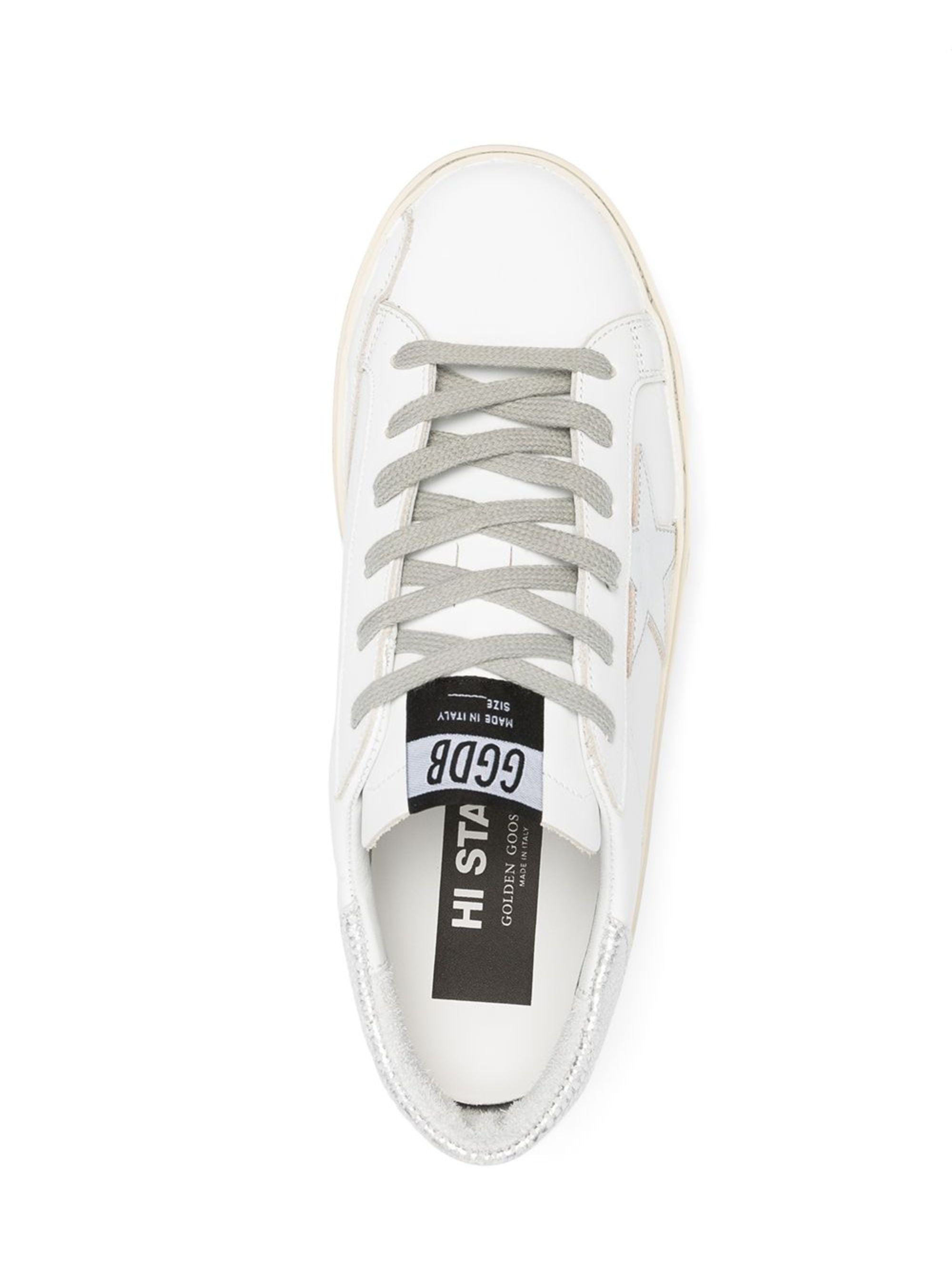Golden Goose Sneakers Silver Cow Leather Goat