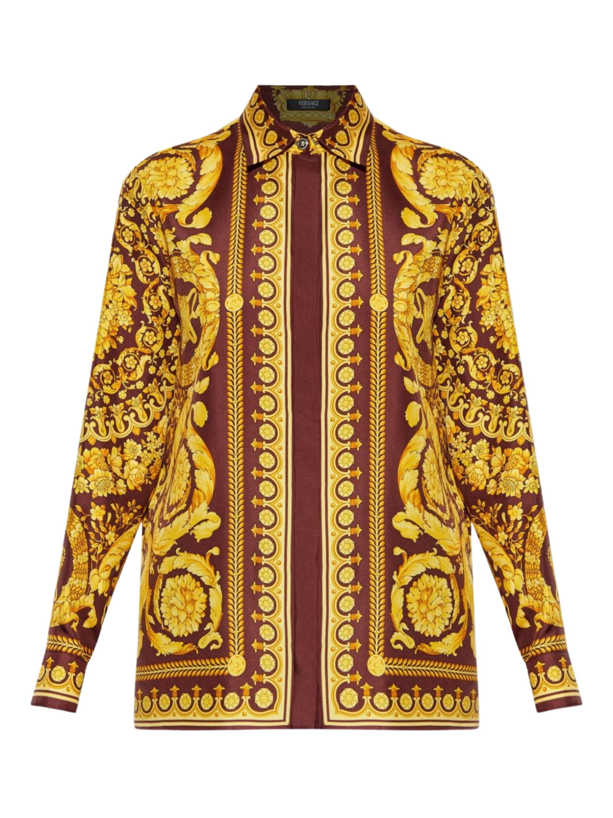 Versace Shirts Bordeaux Silk