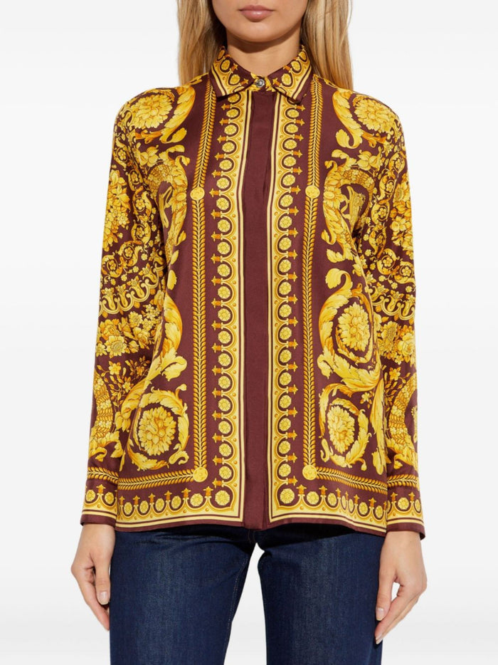 Versace Shirts Bordeaux Silk