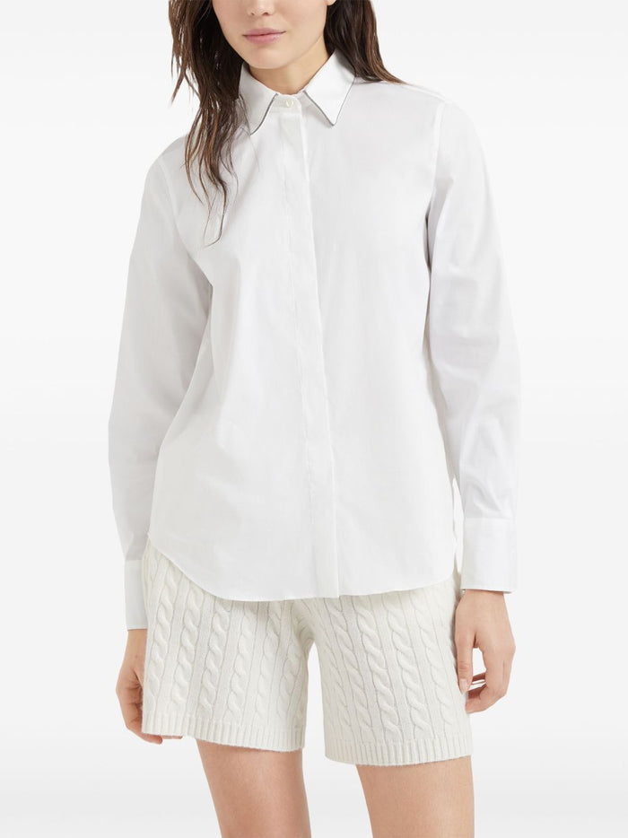 Brunello Cucinelli Shirts White Cotton Polyamide Elastane