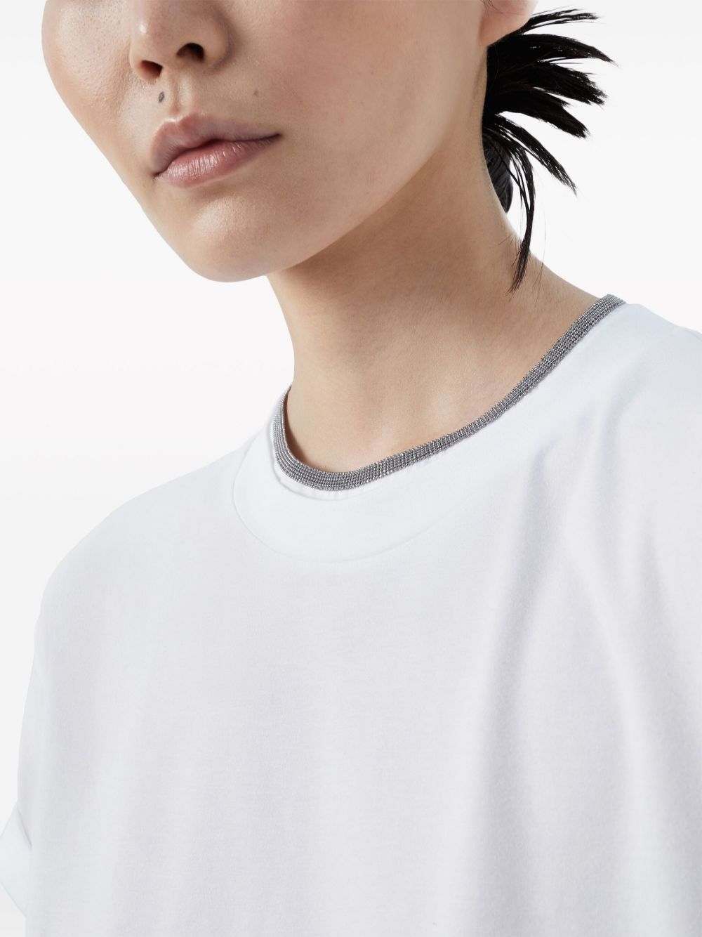 Brunello Cucinelli T-shirts and Polos White Cotton Elastane